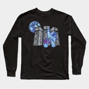 Astronaut with Purple Guitar and 3 Large Speakers Long Sleeve T-Shirt